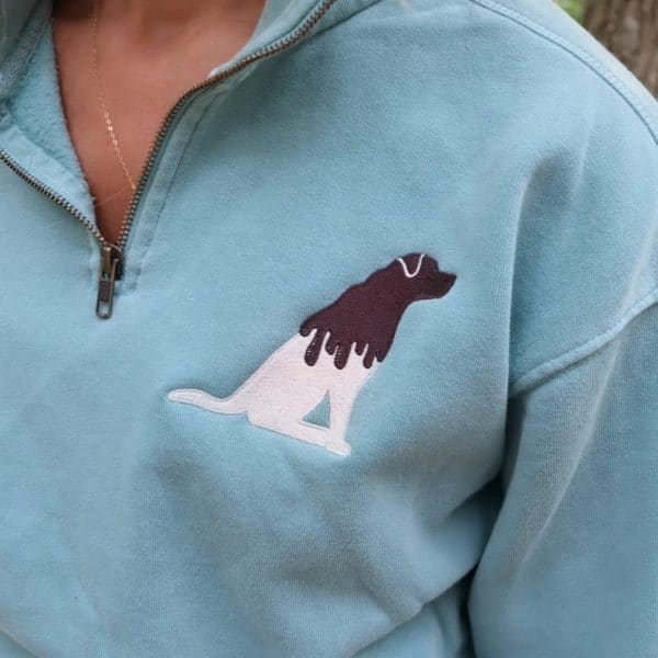 1/4 Zip Embroidered Dipped Dog - Lagoon